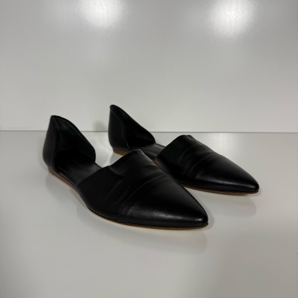 Jenni Kayne Black Pointed Leather D'Orsay Flats
